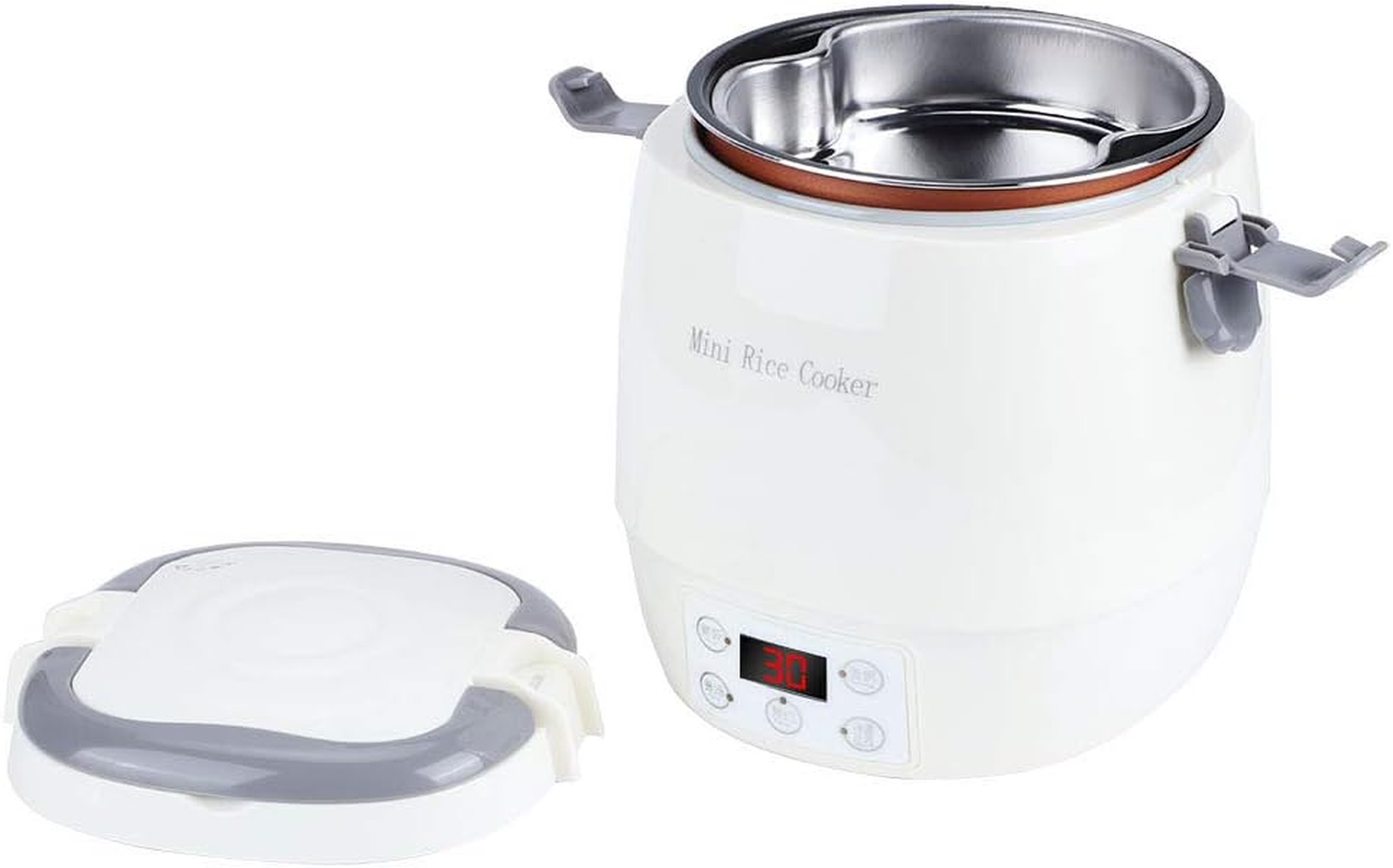 Different Gift 1.6L Mini Rice Cooker, Separate Inner Tank Food Steamers, White Electric 12V AU 220V for Home Car image number 4