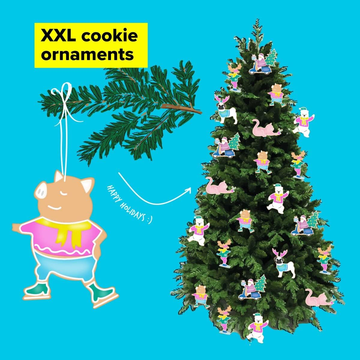 Tasty XXL Cookie Cutter, Ice Skating Pig, Piglet Shape, for Cute, Fun and Unique Cookie Creation and Baking in Classic Glossy Silver, Dimensions: 15.5 X 19 X 2.5Cm, Colour: Silver - Moose image number 2