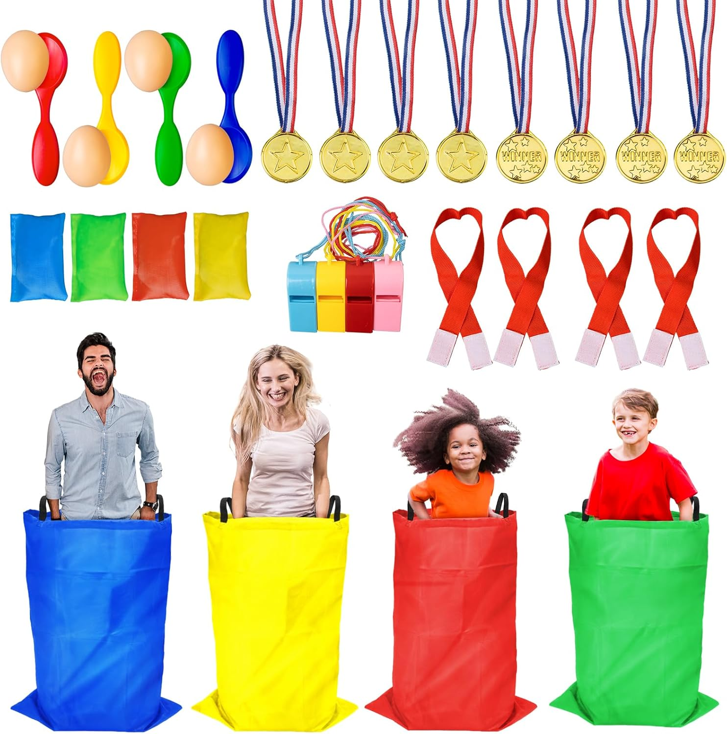 Potato Sack Race Bags - Sack Race Bags for Adults and Kids, Bean Bag Toss Game, 3 Legged Relay Race, Egg Spoon Game, Carnival Outdoor Lawn Game for Easter, Halloween, Christmas, Birthday Party image number 2