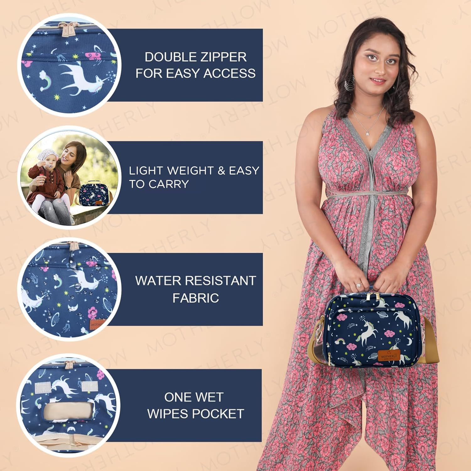 Motherly Smile in Style Waterproof Multistorage Baby Diaper Bag for Mothers image number 1