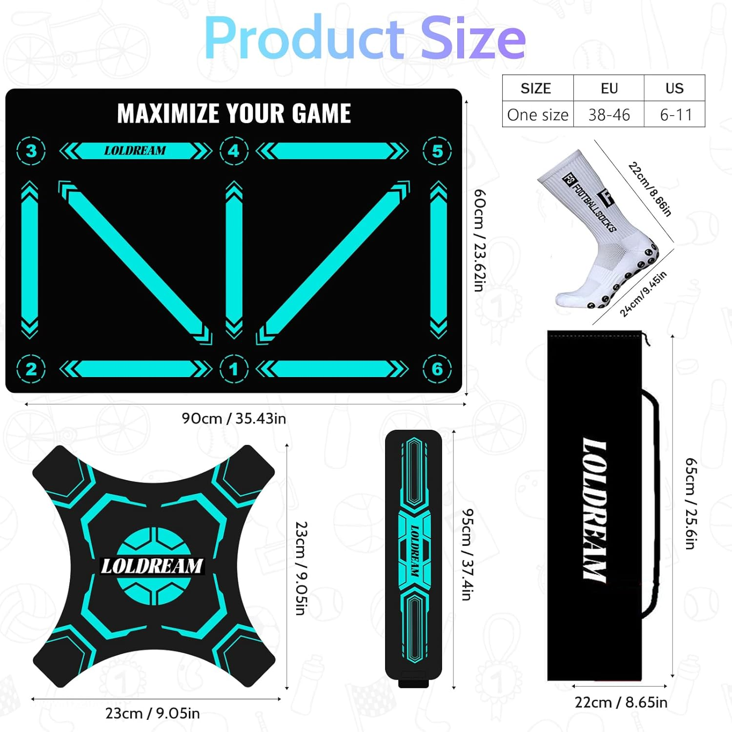 Soccer Training Equipment,Soccer Training Mat with Technique Video Soccer Mat for All Levels: Agility Training, Non-Slip Silent Equipment Footstep Training Mat for Kids Soccer Gifts image number 1