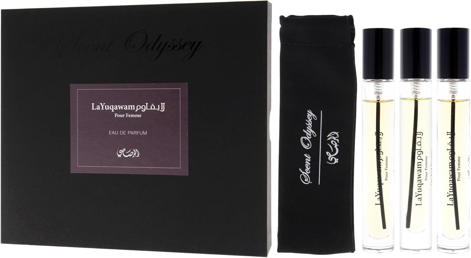 Scent Odyssey - La Yuqawam by Rasasi for Women - 3 Pc Mini Gift Set 0.25Oz Layuqawam Pour Femme EDP Spray, 0.25Oz Jasmine Wisp EDP Spray, 0.25Oz Orchid Prairie EDP Spray image number 5