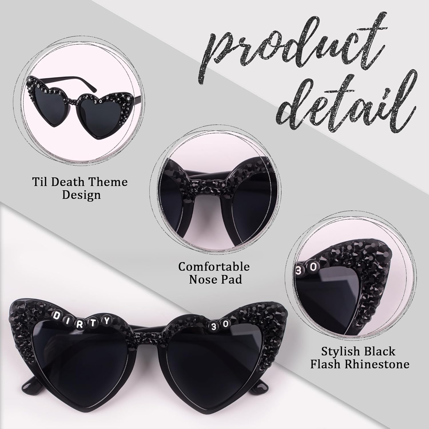 30Th Birthday Glasses - 'Dirty 30' Birthday Party Supplies，Birthday Glasses for Death to My 20S for My Youth Funny Thirtieth Birthday Gift Accessories Party Favors, Black