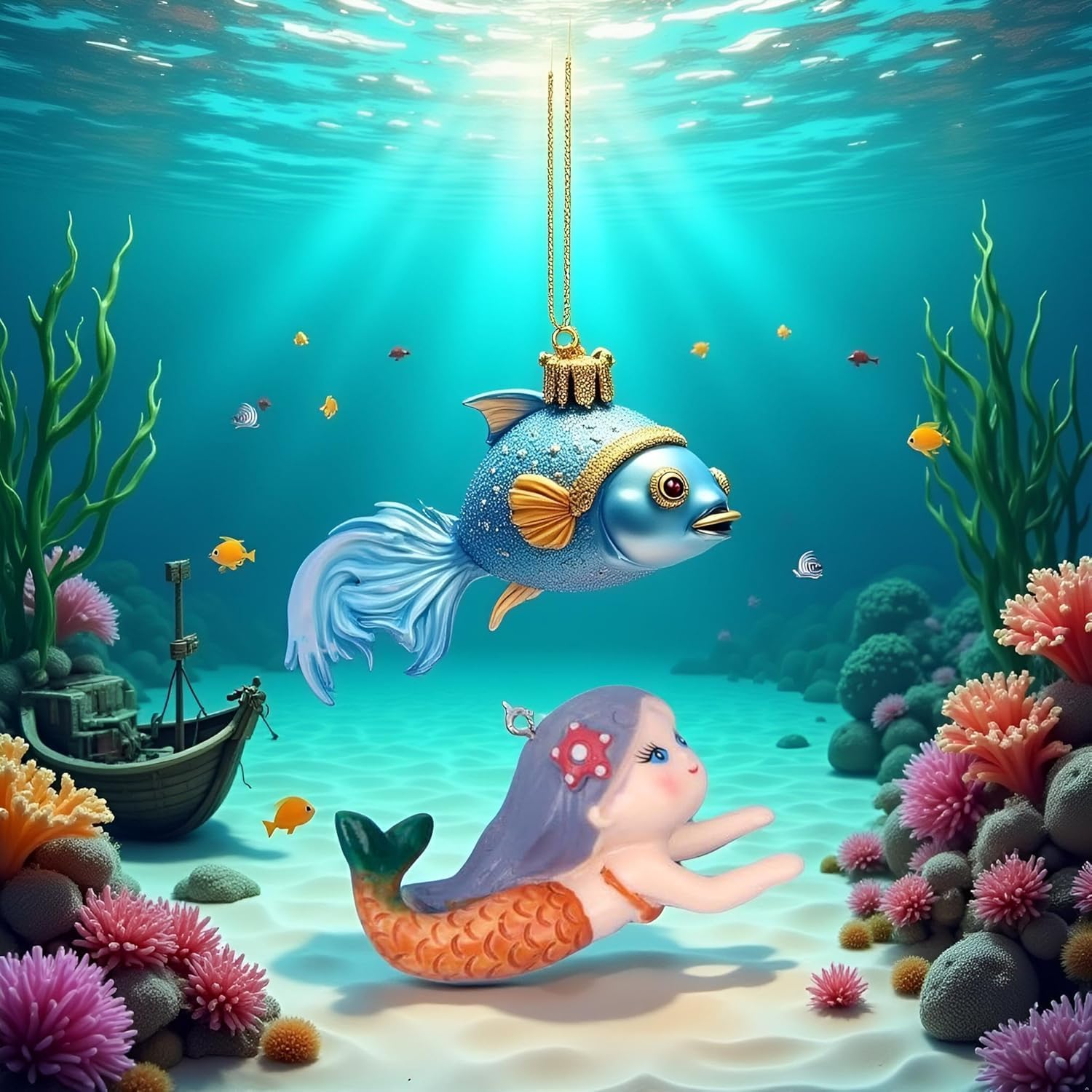 Pchnfei Floating Fish Tank Decor, Aquarium Fish Mermaid, Ornaments, Eye Catching Decoration, Aquatic Pets Cartoon, Miniatures Figures For, Aquarium D&eacute;cor Thematic Ornaments image number 6