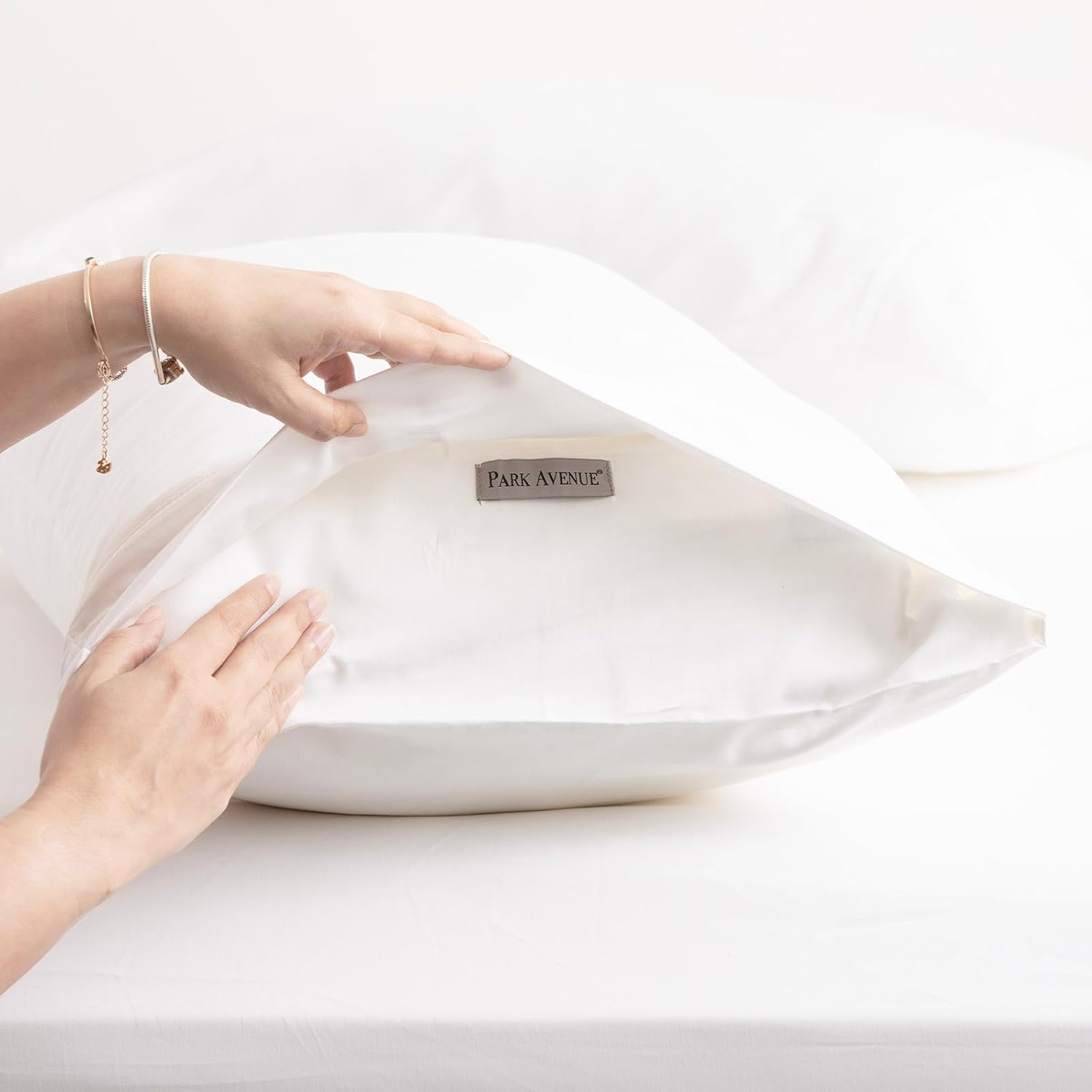 Park Avenue 500 Thread Count Bamboo Cotton Fitted Sheet and Pillowcase Set, Single, White image number 5