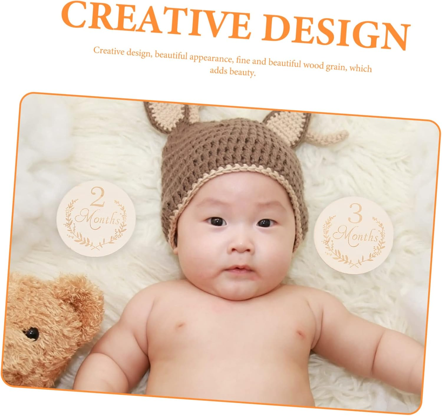 JEWEDECO 13Pcs Monthly Cards Wooden Slices Photo Props Natural Discs for Newborn Milestone Photography Durable Lightweight Commemorative Decoration image number 3