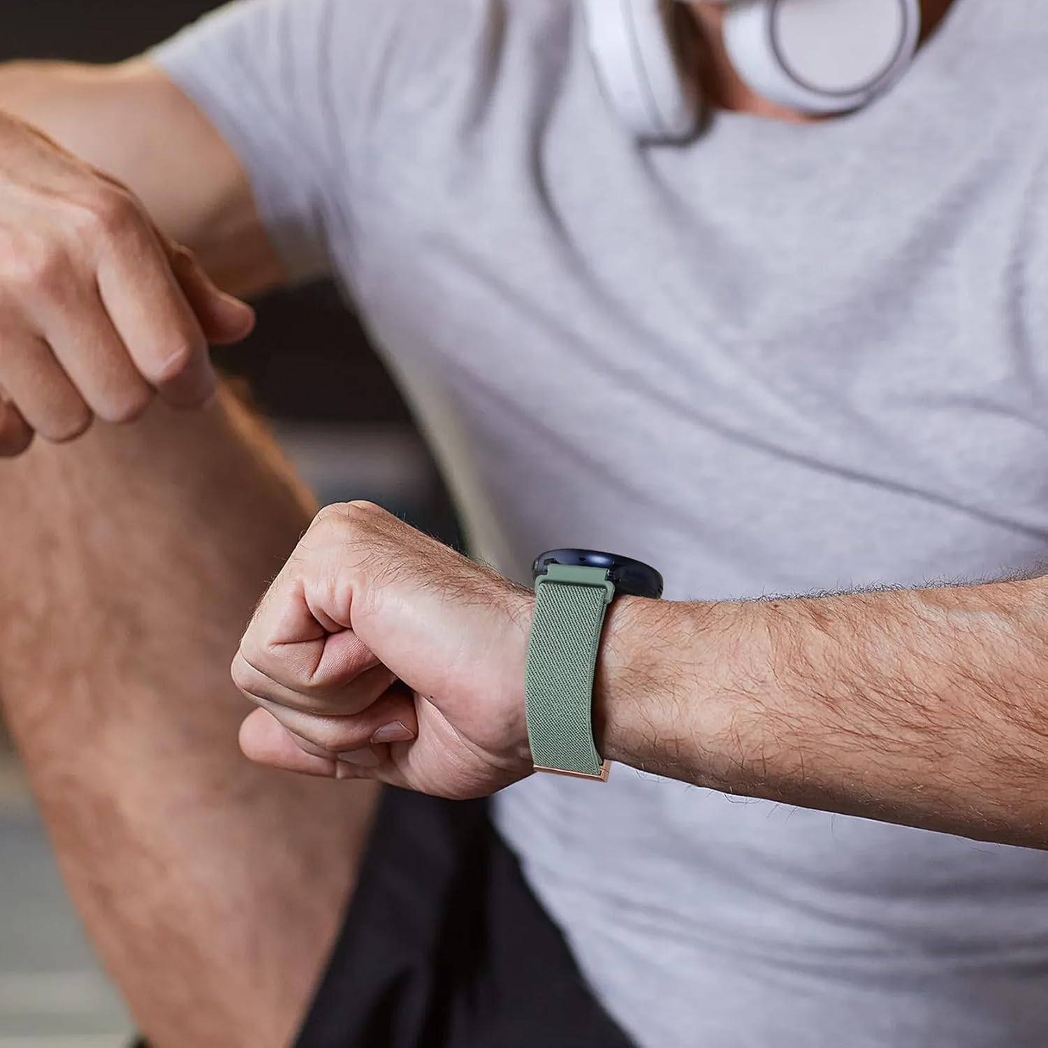 18Mm Nylon Magnetic Watch Band Compatible with Garmin Venu 3S 41Mm/Venu 2S/Vivoactive 4S/Vivomove 3S/Venu 4 41Mm/Forerunner 255S/265S,Loop Magnetic Elastic Replacement Strap for Women Men image number 5