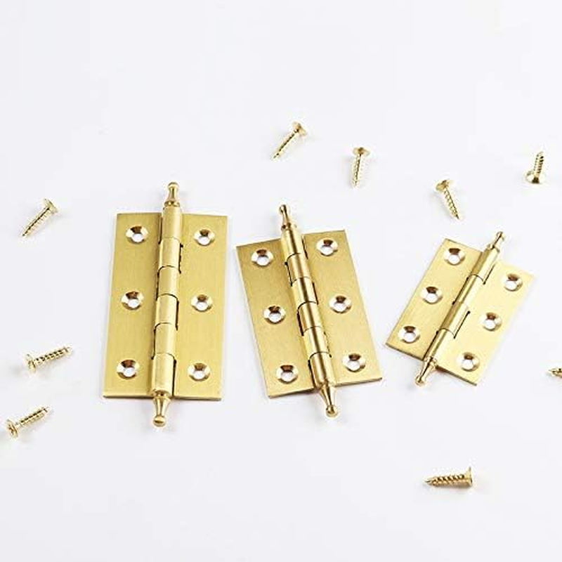2Pack Decorative Solid Brass Cabinet Cupboard Door Decorative Butt Hinges Furniture Hardware Lot 2.5Inch (2,2.5") image number 2