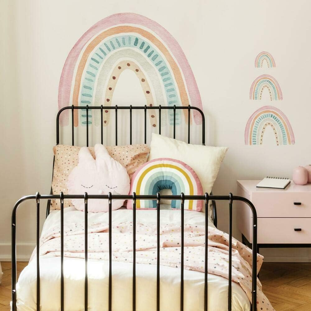 Roommates RMK4637TBM Wall Sticker, Pink/Green/Blue, Removable Watercolor, Rainbow, 3.5 X 37.0 X 26.0 Inches (9 X 94 X 66 Cm) image number 3