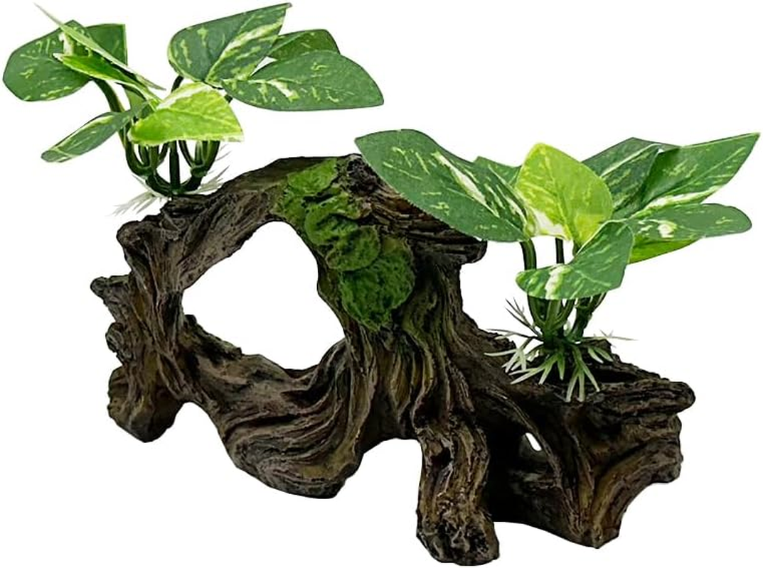 Smoothedo-Pets Fish Tank Decorations Aquarium Decor Ornaments Betta Silk Leaf Pad Hammock Artifical Driftwood Cave Goldfish Bowl Accessories (Type-H) image number 6