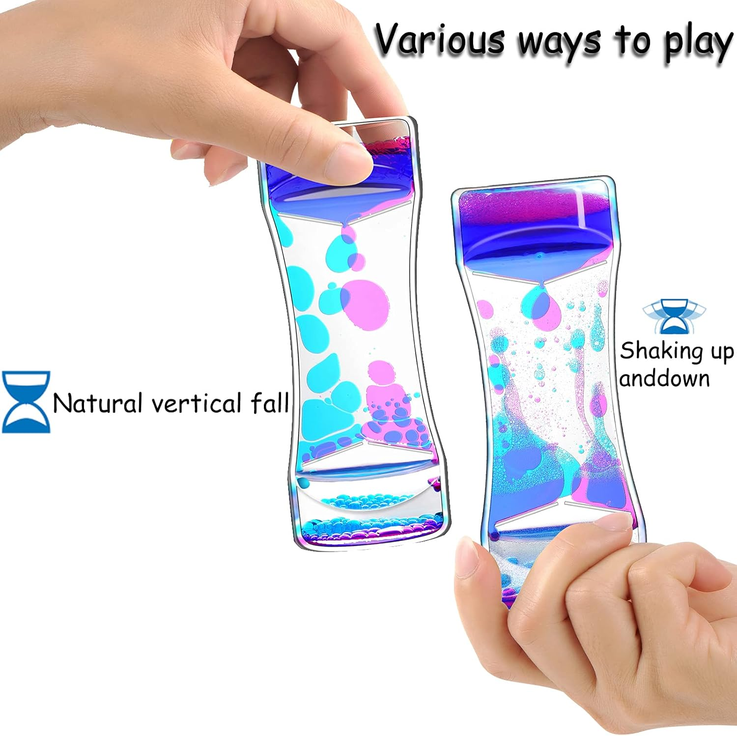 FKYTION Liquid Motion Bubbler Timer Pack of 5 Colorful Hourglass Liquid Bubbler ADHD Fidget Toy Sensory Toy Anxiety Toys Autism Toys Children Activity Calm Relaxing for Kids Teenager Adults image number 5