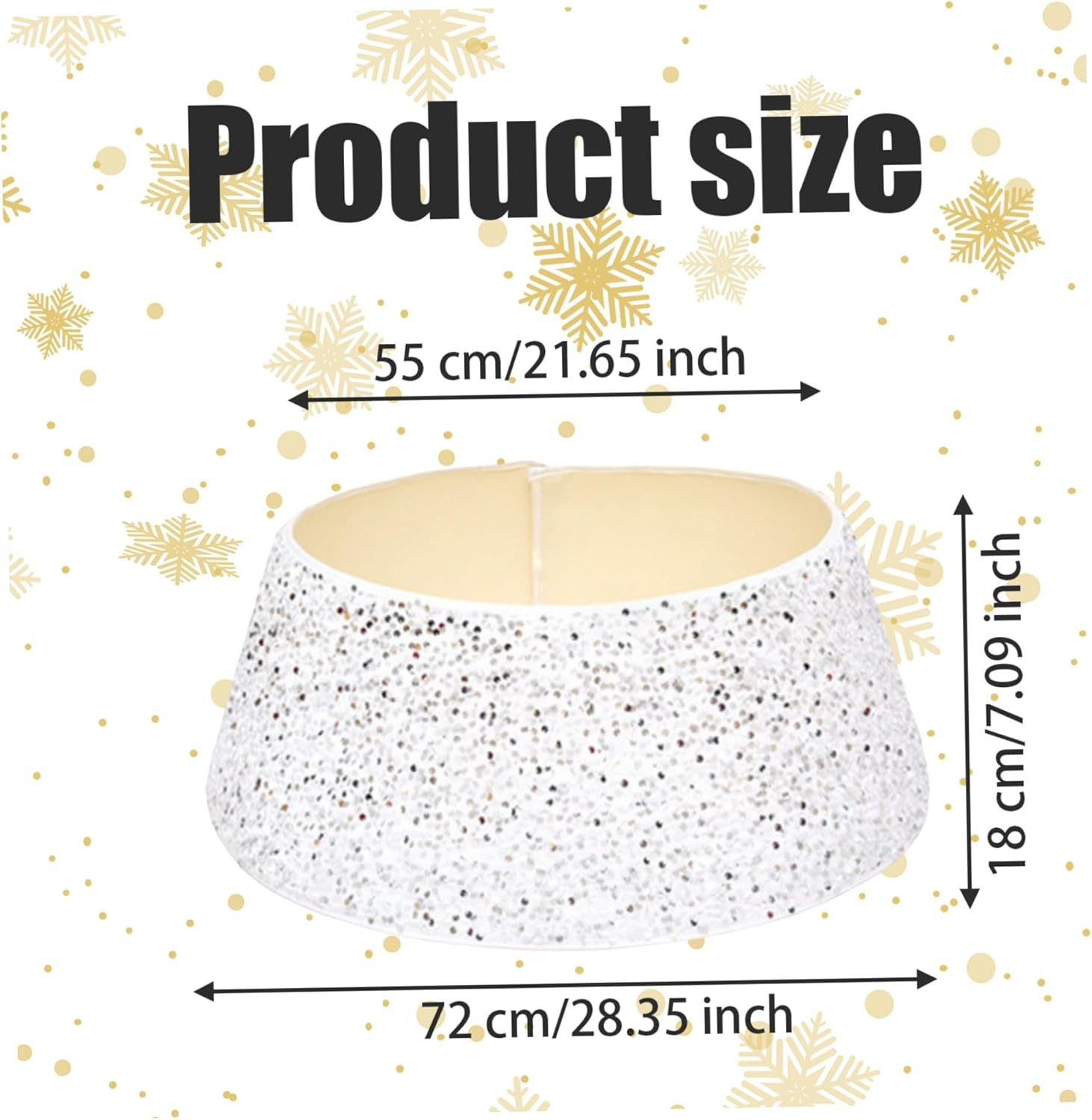 Christmas Tree Collar 28 Inch/70Cm Glitter Tree Collar Shiny Sequins Xmas Tree Skirt Ring Basket Cover Holiday Home Party Christmas Tree Decor Silver image number 4