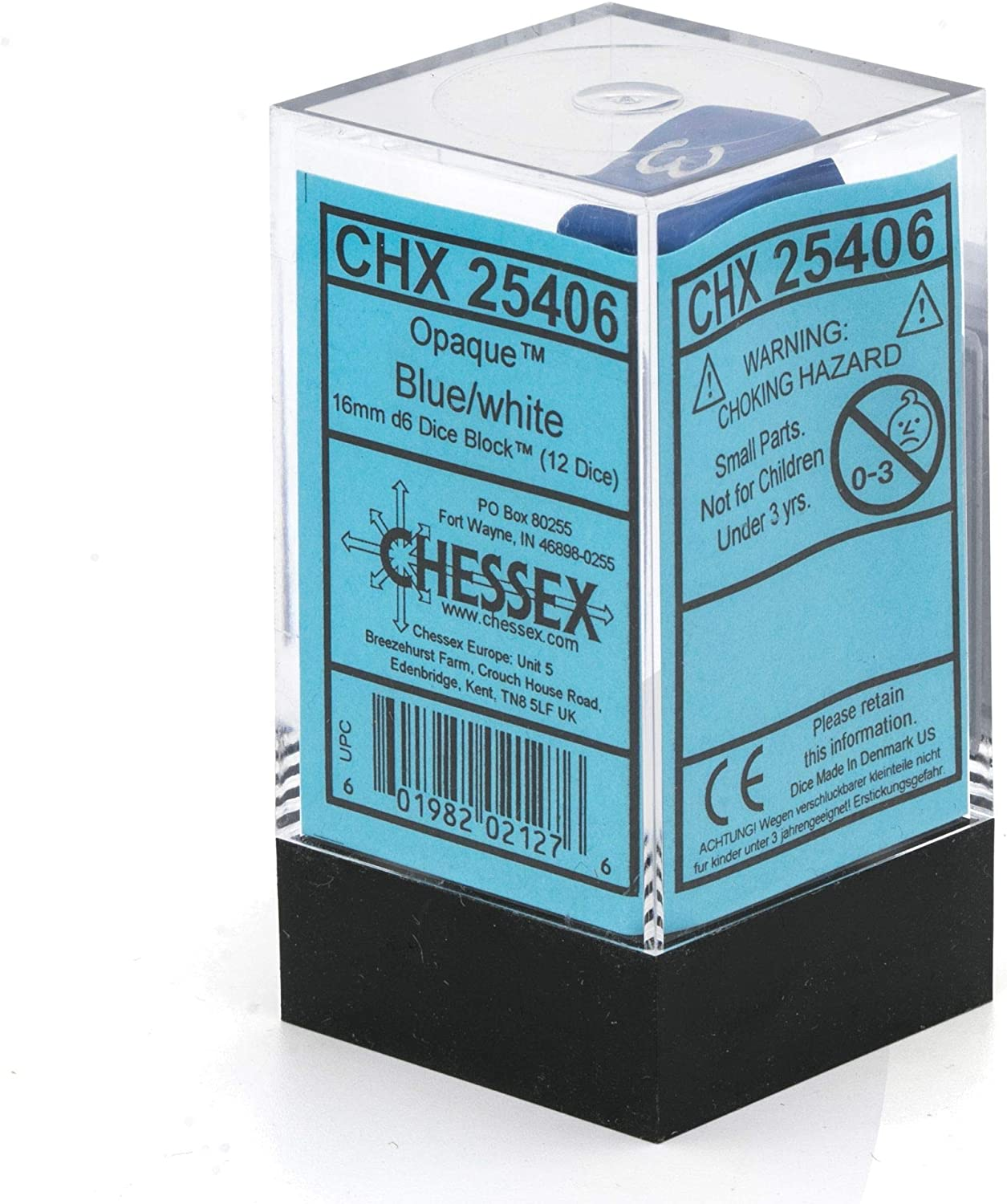 Chessex CHX25406 Dice, Blue/White image number 1