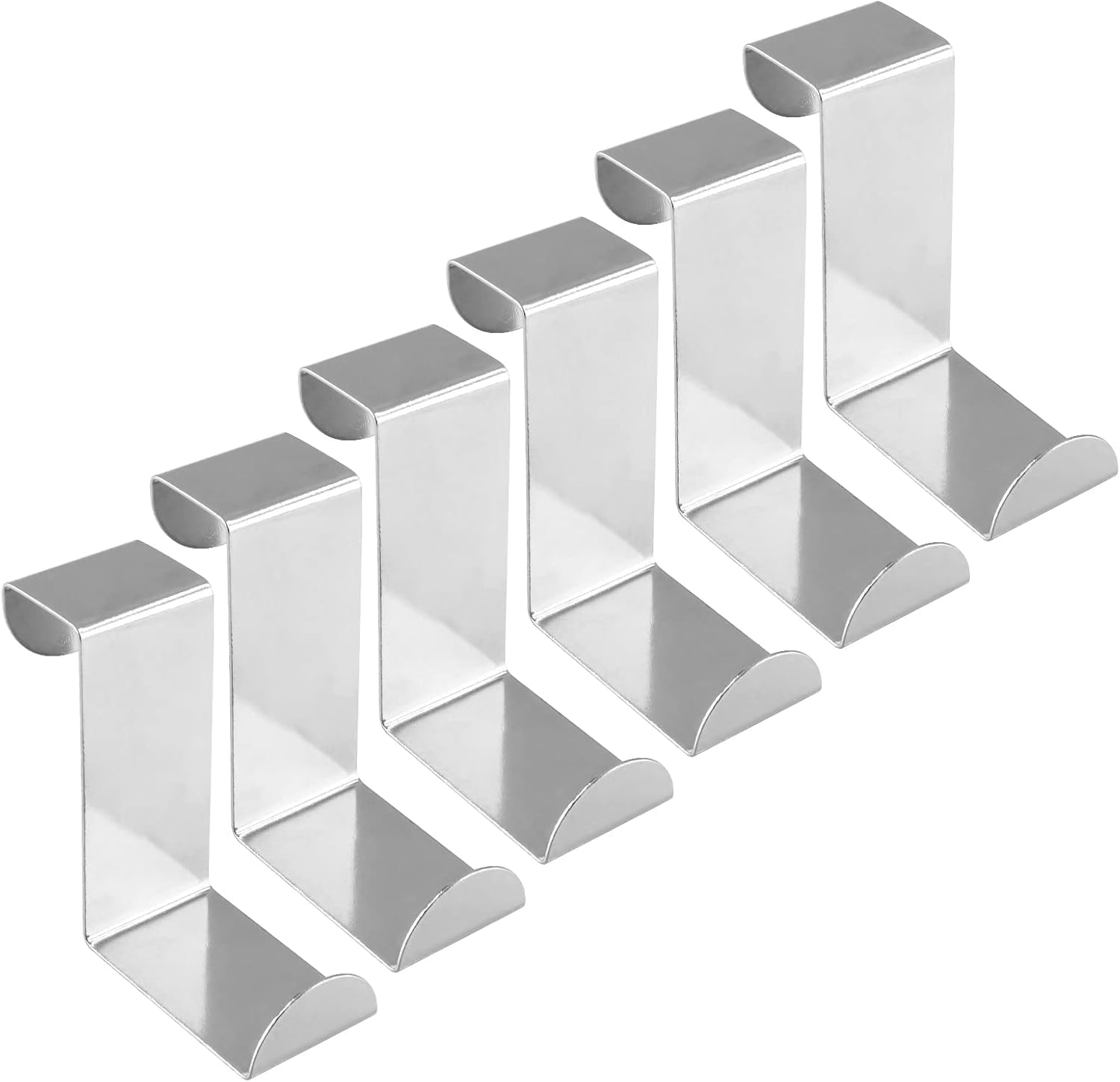 Spendeal 6Pcs over the Door Hooks Z-Shaped Hanging Hooks Dual Head, Stainless Steel Reversible Single Hanger Hook for Hanging Clothes, Coats, Kitchen, Cabinet, Drawer image number 3