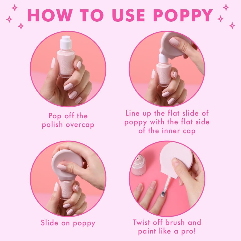 Olive & June - the Poppy Universal Nail Polish Bottle Handle | Paint with Both Hands | Ergonomic Grip for Neat, Easy, Steady At-Home Manicures | Soft Silicone | Fits Any Bottle | Patented Design image number 1