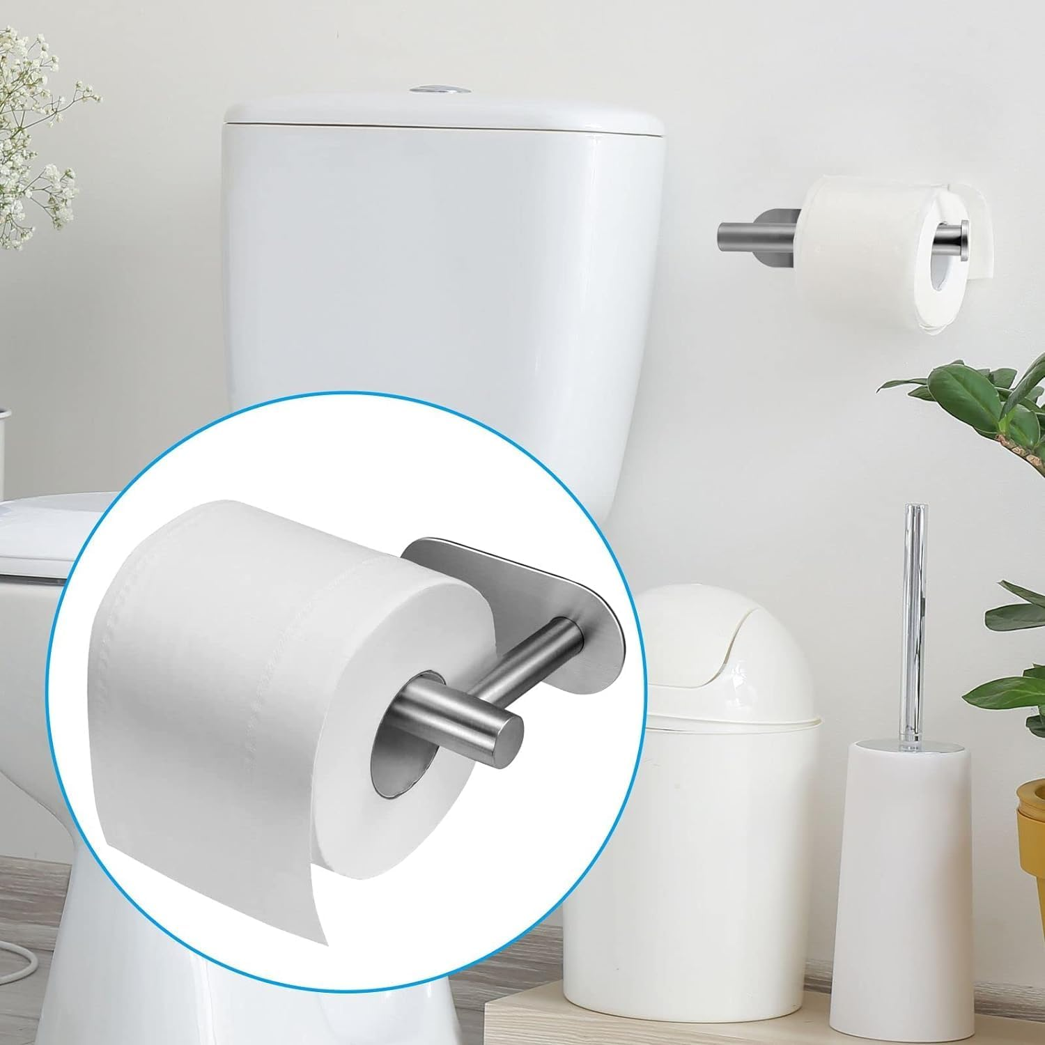 Toilet Paper Holder Self Adhesive, Eolax Toilet Roll Holder No Drilling for Bathroom Washroom, Tissue Roll Holders Wall Mount, 304 Stainless Steel (Brushed Nickel) image number 3