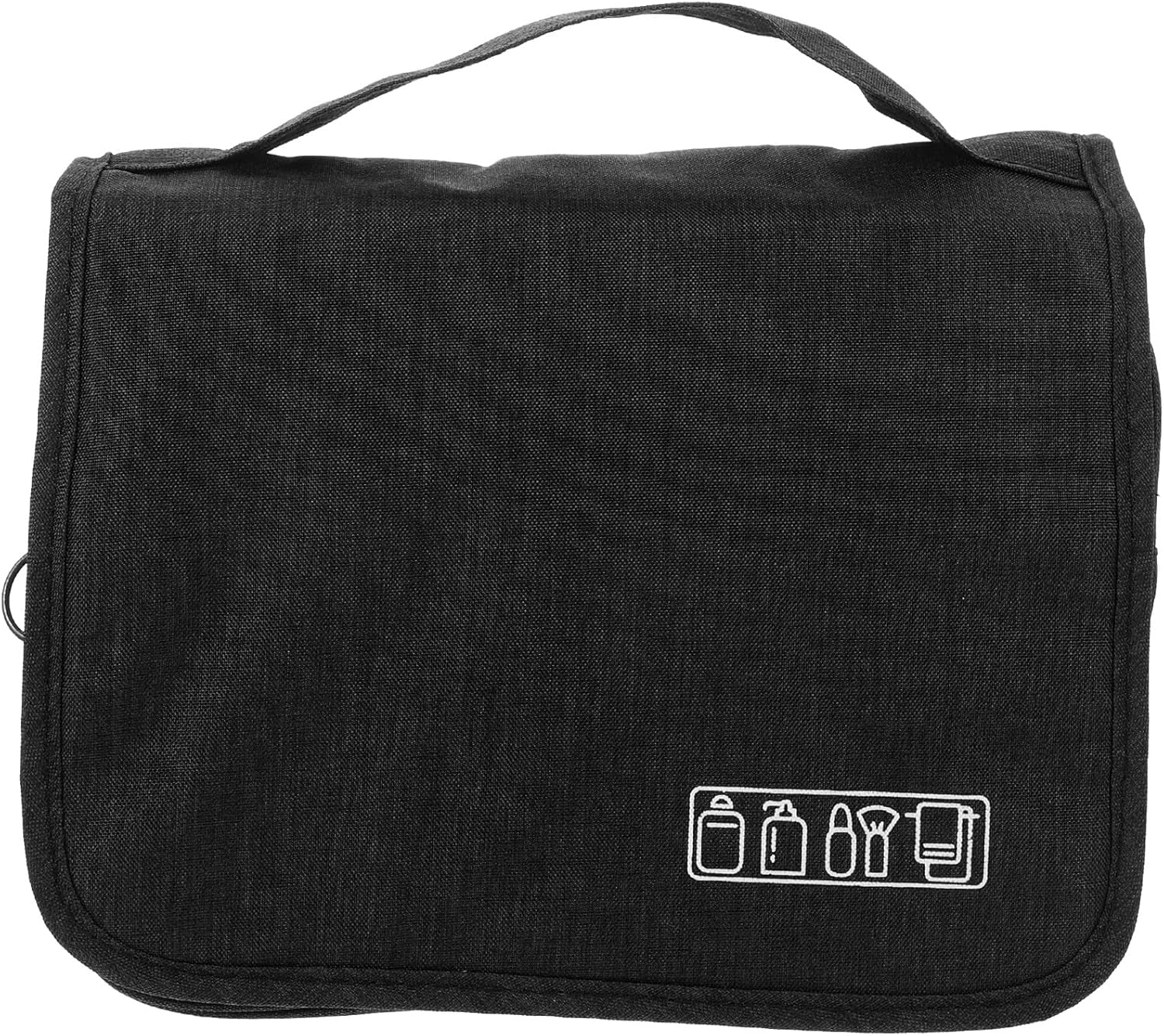 PHENOFICE Large Capacity Travel Hanging Toiletry Bag with Multiple Pockets and Hook, Compact Black Cosmetic Organizing Bag for Men and Women, Portable Zipper Makeup and Skincare Organizer image number 6