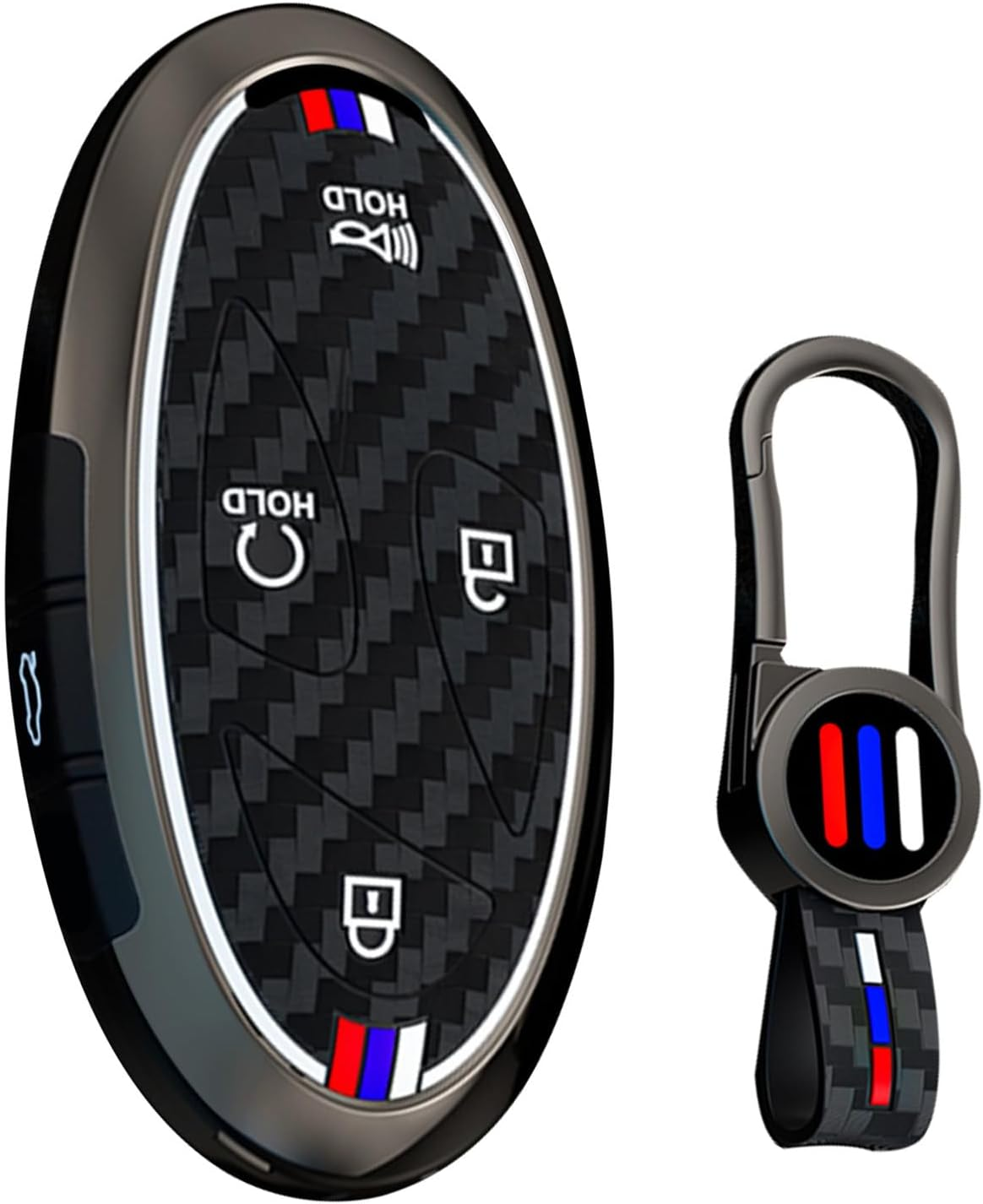 Ontto Luminous Car Key Cover Fit for Hyundai Tucson Kona SX2 EV Ioniq 6 Ioniq 5N Sante Fe Elantra 2023-2025 Metal Smart Shell Case Key Holder Keyring Keychain Styling Accessories 7 Buttons Black