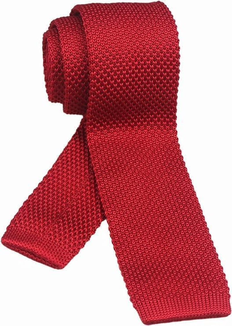 Men'S Solid Color Knit Tie Skinny Formal Flat-End Smart Sock Neckties image number 1
