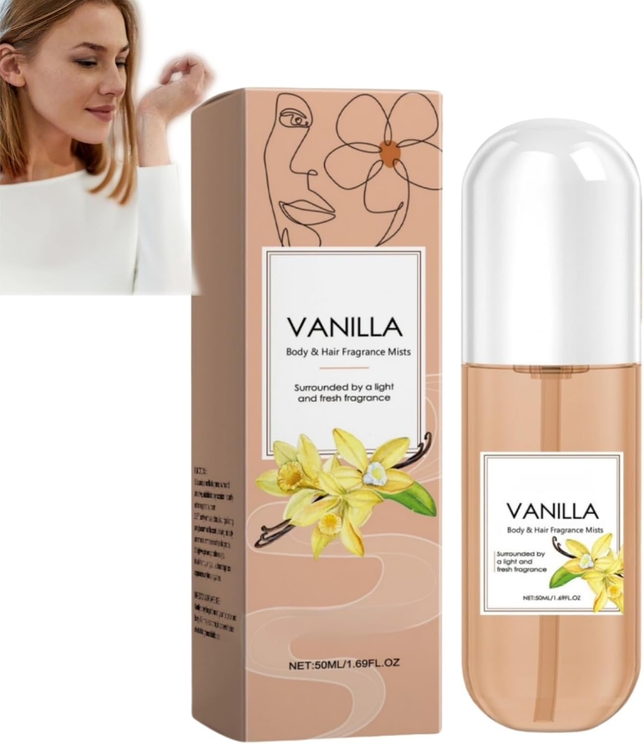 Vanilla Perfume Spray for Hair & Body, Women'S Body Sprays-Long-Lasting Light Fragrances Mists, Fruity Long Lasting Fragrances Perfume for Men & Women, Suitable for Daily Wear or Gifting (1)