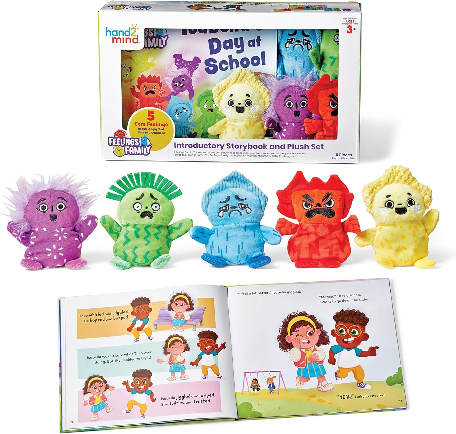 Hand2Mind Feelings Family Introductory Storybook and Plush Set, Toddler Emotions Book, Social Emotional Learning Activities, Play Therapy Toys, Preschool Books 3-5, Calm down Corner Supplies image number 6