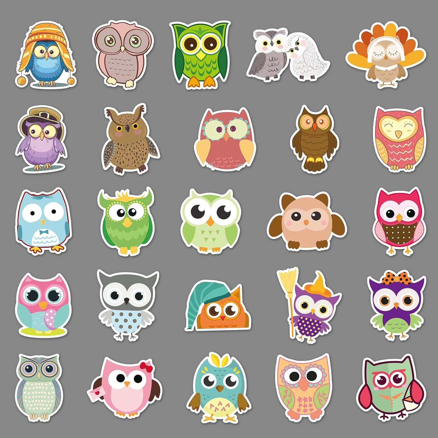 Cartoon Owl Stickers,50 PCS Cartoon Owl Graffiti Vinyl Waterproof Decals for Water Bottles Computer Bicycle Skateboard Luggage Phone Pad Laptop Kids Teens Stickers Pack image number 6