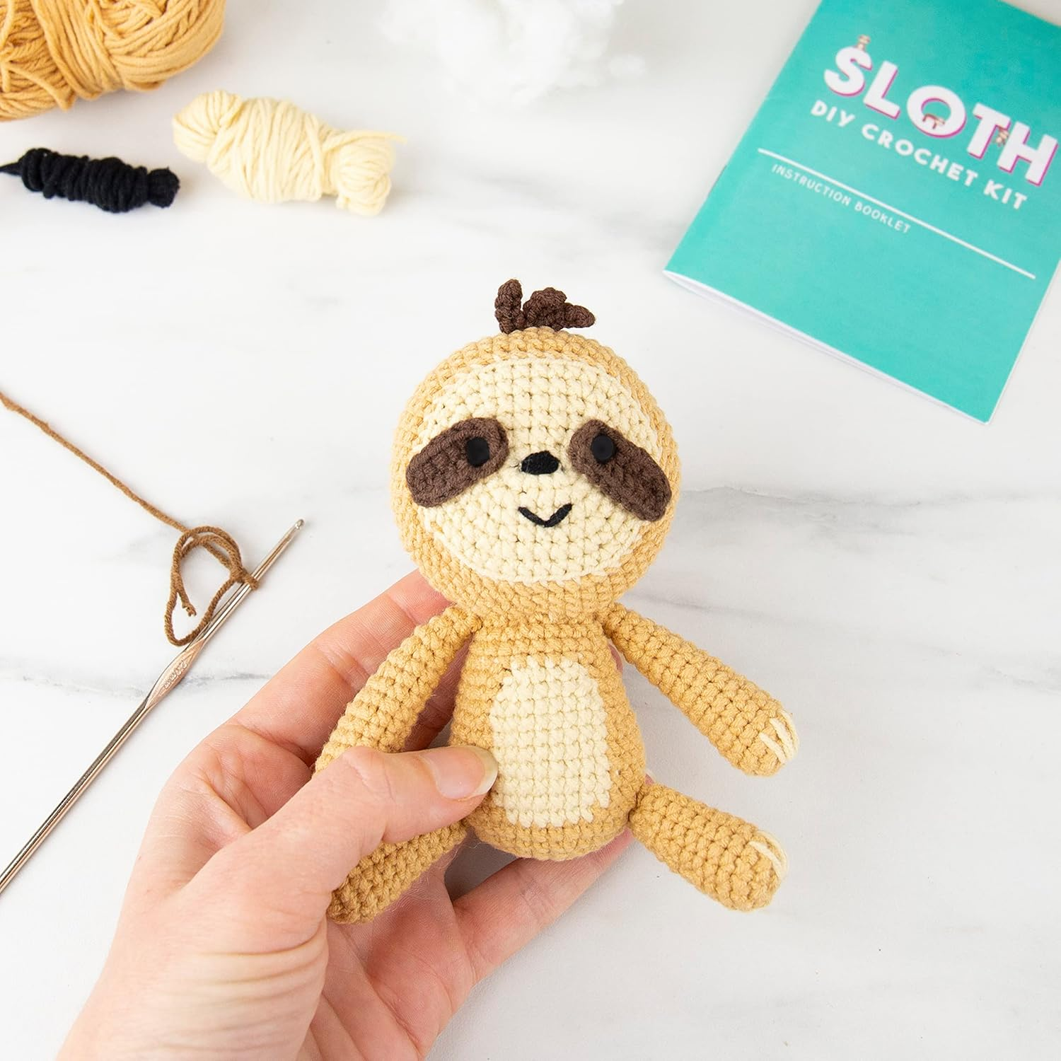 Gift Republic Sloth DIY Crochet Kit, Make Your Own Crochet Sloth, Includes Hook, Yarn, Stuffing and Instructions, Fun Craft for Beginners, Handmade Project Kit image number 3