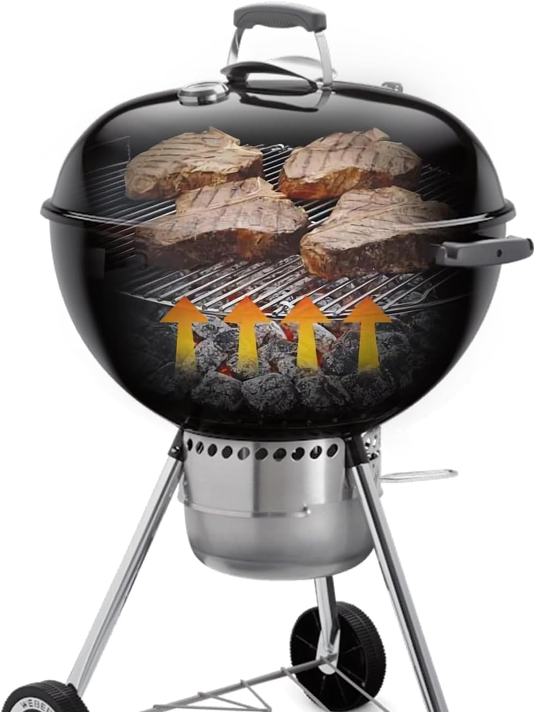 Hinged Cooking Grate for 22&rdquo; Charcoal Grill, round Charcoal Grate for Weber 7436, Grill Grate Replacement Part for Weber One-Touch, Smokey Mountain Cooker, 22" Kettle Charcoal Grill Parts with Handle image number 5