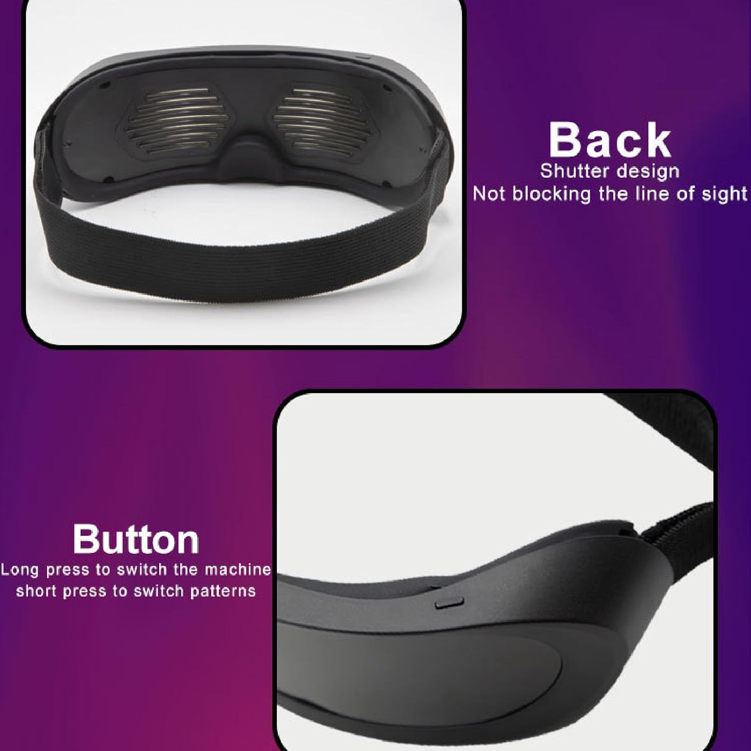 Light up Glasses, 4 Modes 22 Animations 20 Images 10 Languages APP Control BT Full Color USB Rechargeable LED Glowing Glasses, Light up Sunglasses Rave Glasses for Parties image number 3