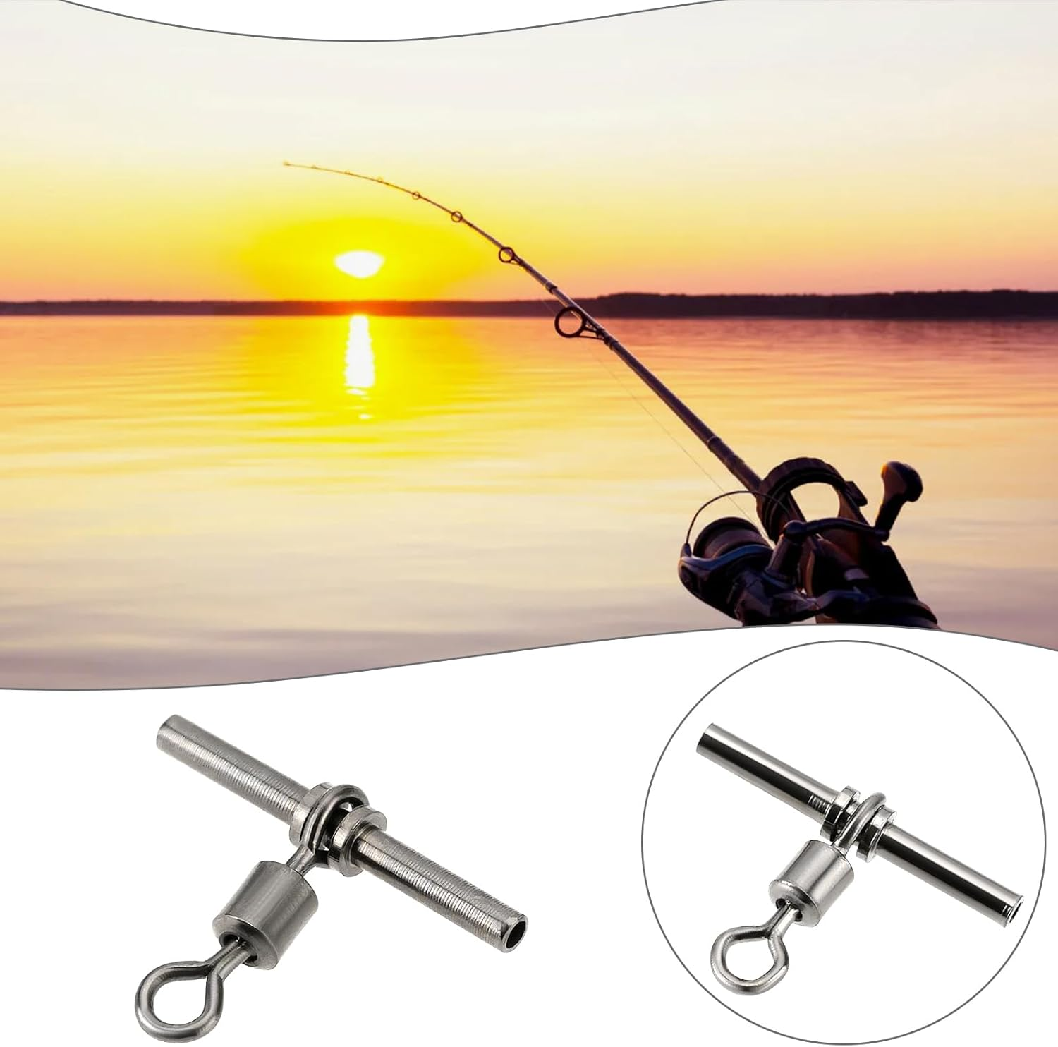 LT Easiyl 40Pcs Fishing Cross Line Crimp Swivels, 3-Way T-Shape Brass Fishing Swivels for Rigs Freshwater Saltwater (Size 3# 5# 7# 10#)