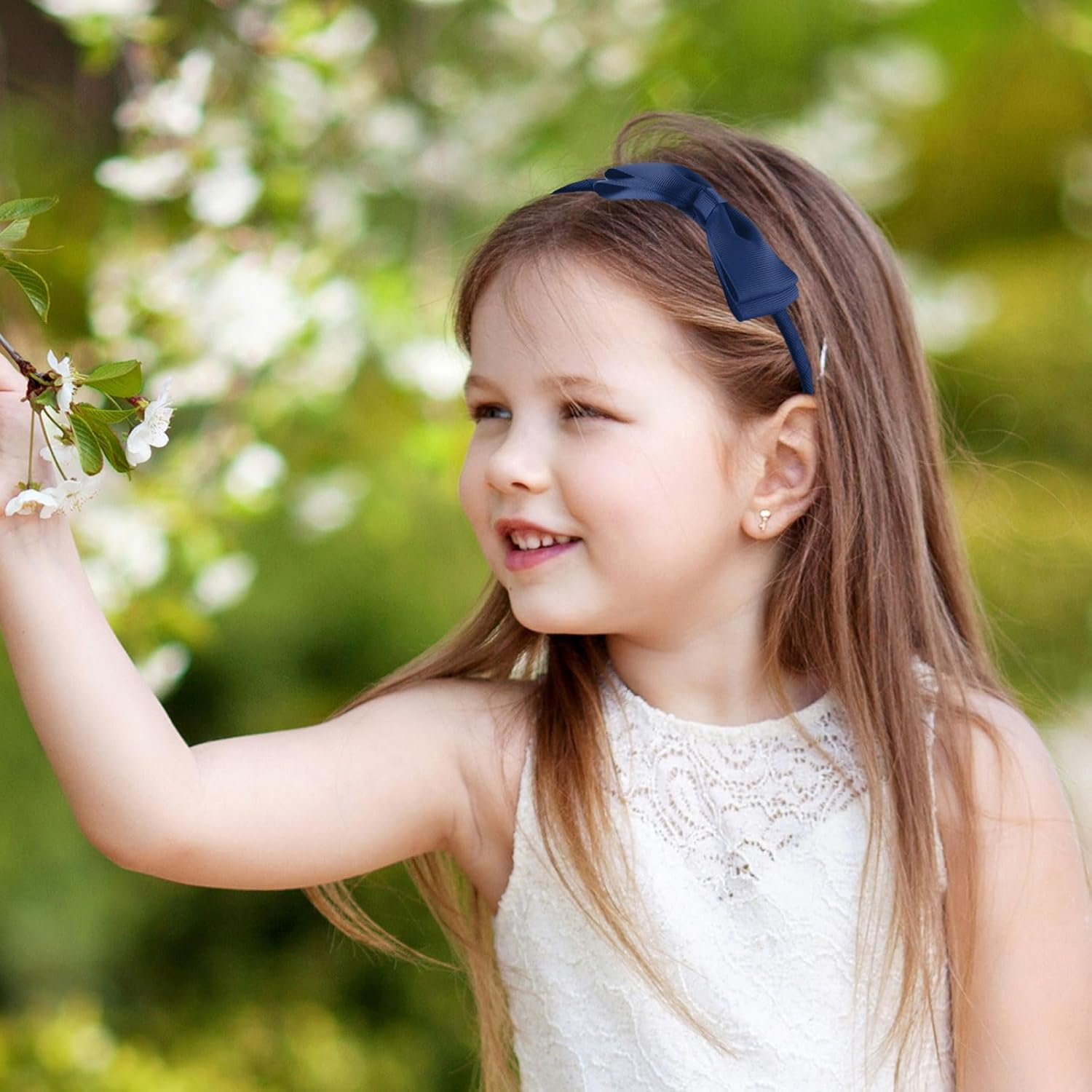 AYNKH 3 Pieces Blue School Bows Headbands Alice Hairbands, Girls Uniform Ribbon Bow Set, Hair Accessories for Little Girl Toddlers Teens Birthday New Year Present image number 4