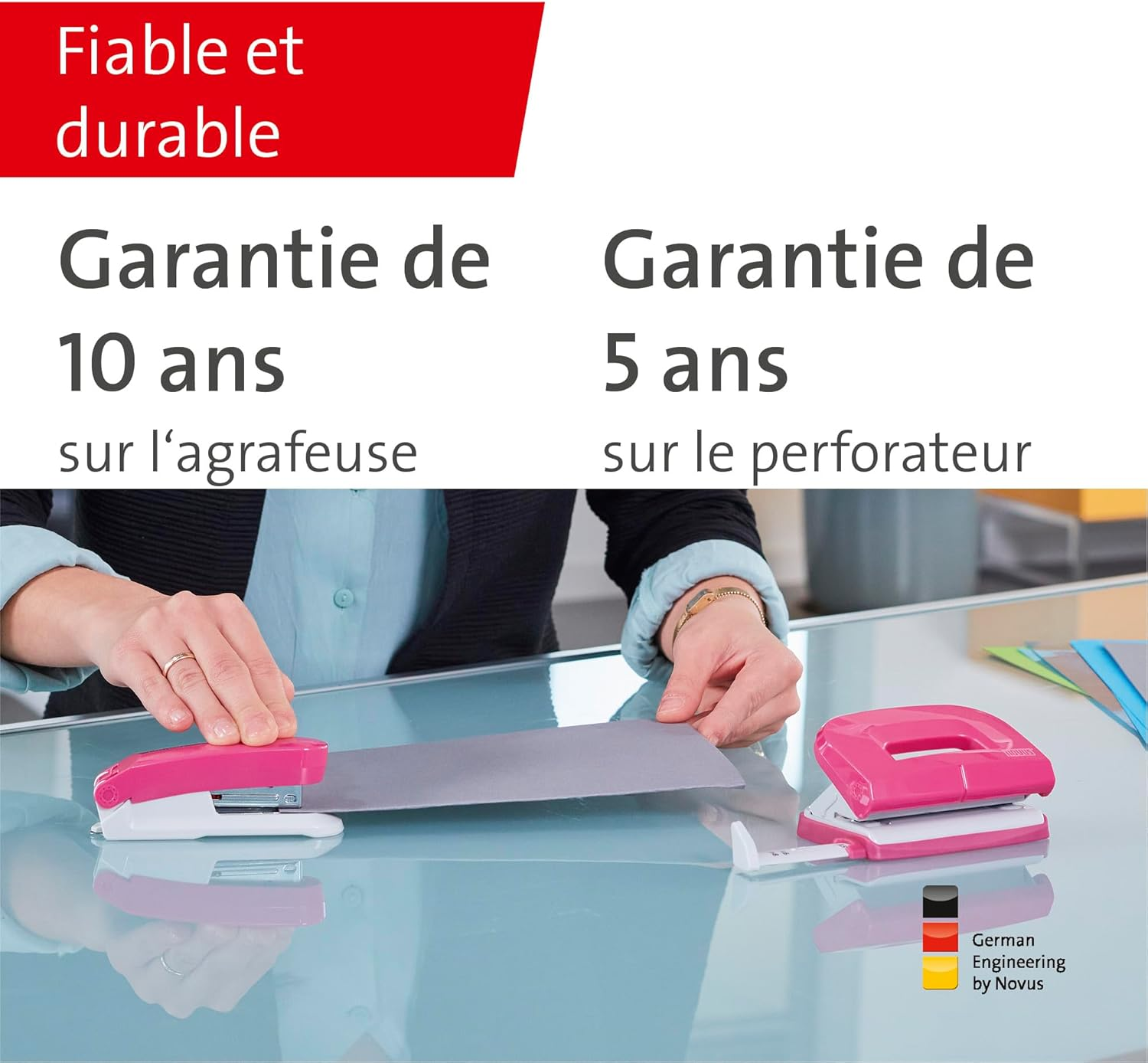 Novus E 15/E 210 Pink Twinset Stapler and Hole Punch with 1,000 Staples - Gr&uuml;n image number 2