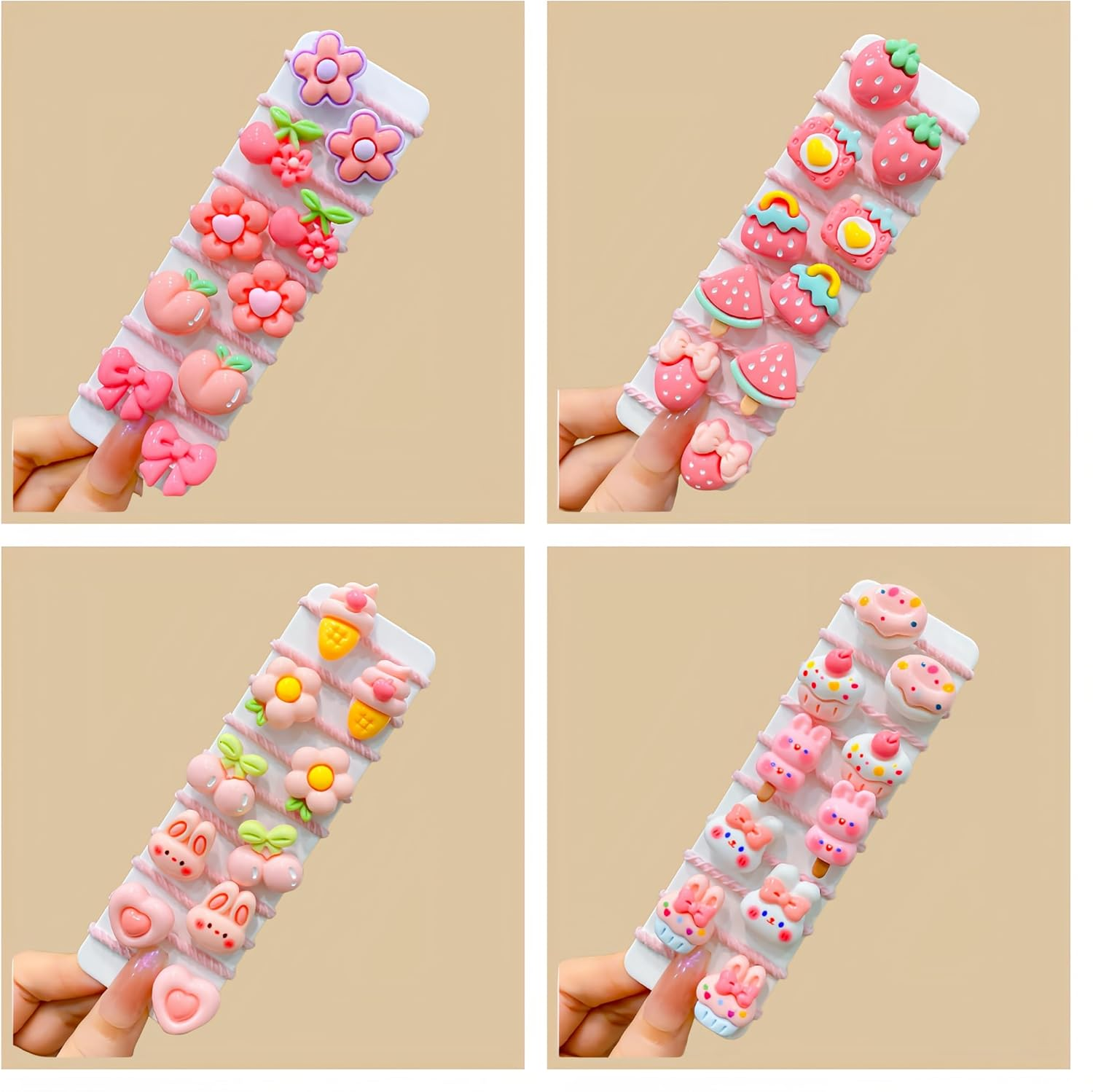70Pcs Candy Baby Hair Ties Cute Hair Ties Cartoon Princess Elastic Hair Band, Cat Strawberry Flower Bear Ponytail Holders Rubber Bands Hair Accessories for Baby Infant Toddler image number 2