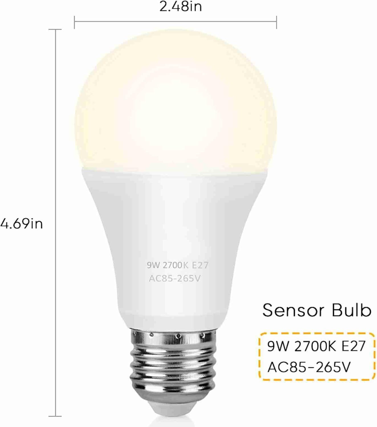 E26 Dusk to Dawn Light Bulb 9W 800LM Warm 3000K Smart Sensor Bulb 180掳 Beam Angle image number 4