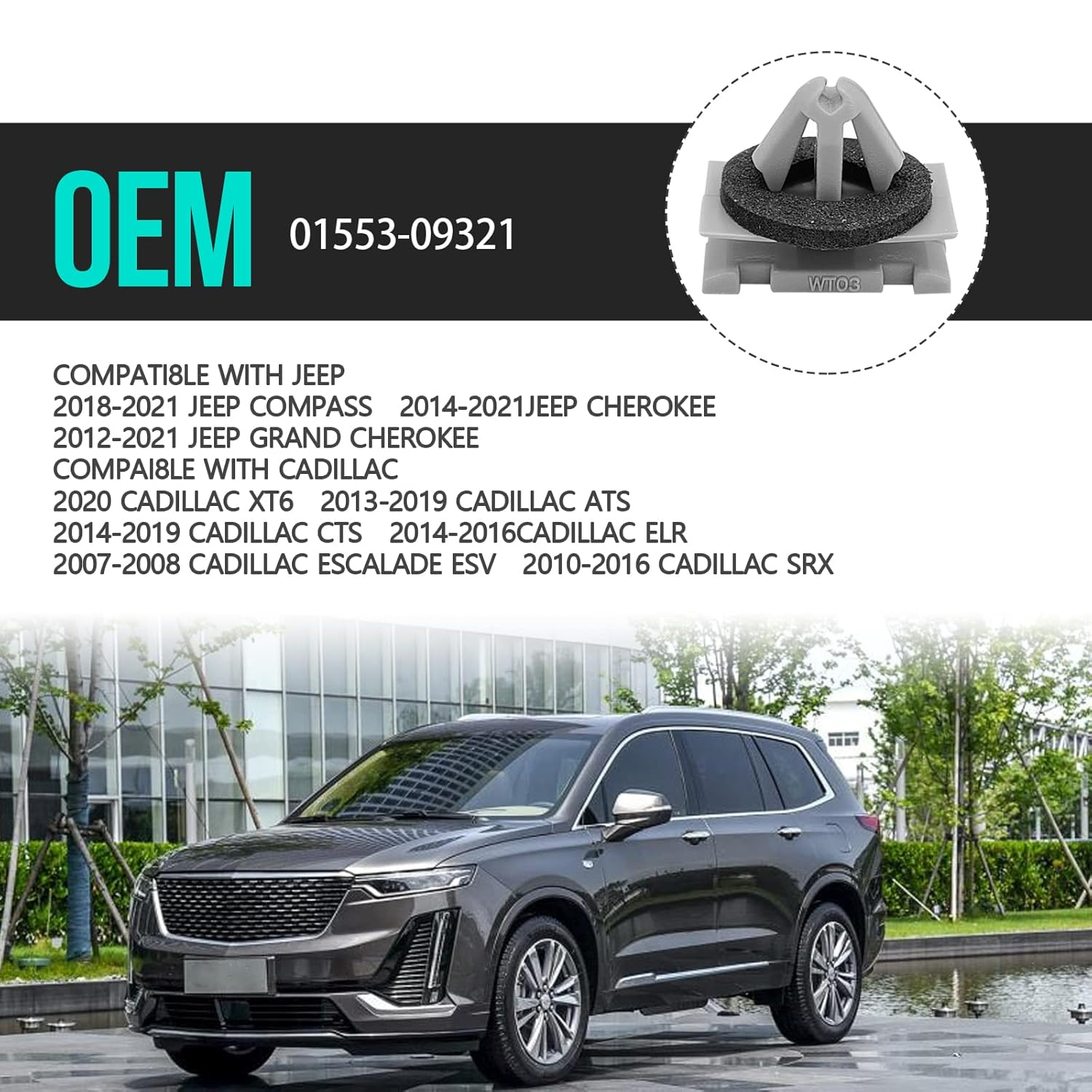 20Pcs Rocker Moulding Clip & Fender Exterior Trim Clips Compatible with Jeep Grand Cherokee Compass 68172491AA 68271803AA 68395627AA GM 11571175 19352782 image number 2