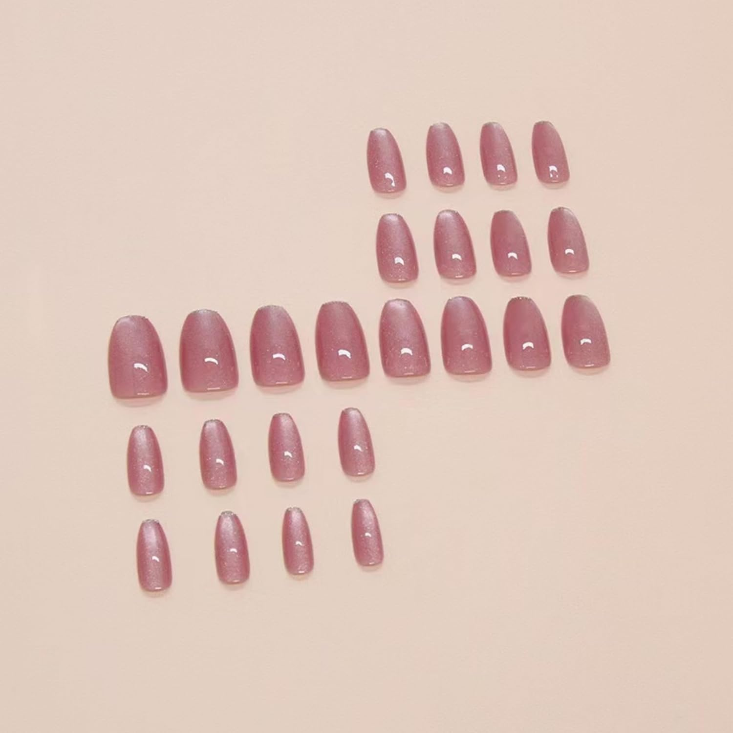 KAVI' S 24Pcs French Tip Stick on Nails Cat Eye Press on Nails Purple Nude Gradient Glitter Fake Nails Ballerina Acrylic False Nails Jerry Glue for Women Girls Nail Art image number 4
