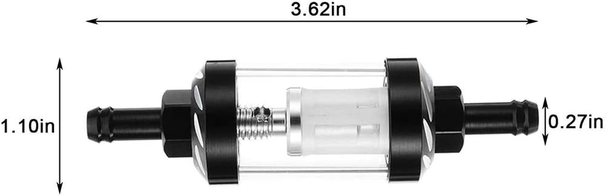 Namvo 6Mm Retro Motorcycle Modification Parts Metal Oil Fuel Filter Detachable Transparent Glass Fuel Filter Motorcycle Accessories Black image number 1