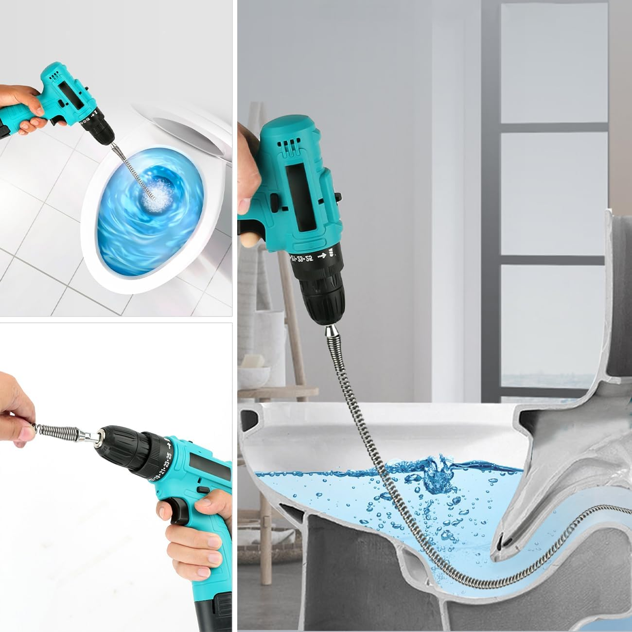 Drain Auger Cable 16 Ft Flexible Plumbing Snake Clog Remover with Drill Connector Plumbing Pipe Drainage Cleaning Cable Drainage Auger Snake Unclogging Clogged Sewer Pipes（Excluding Electric Drills） image number 2