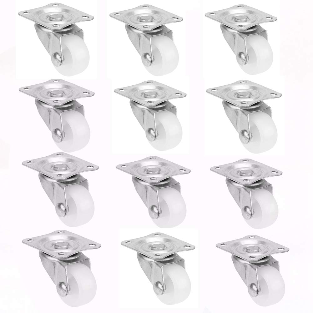 Small Caster Wheel, 12Pcs 1" Universal Caster Wheels Nylon Material Mini Stem Caster for Cart DIY Accessory Furniture Wheel 4 Wheel / 20Kg Load Capacity image number 5