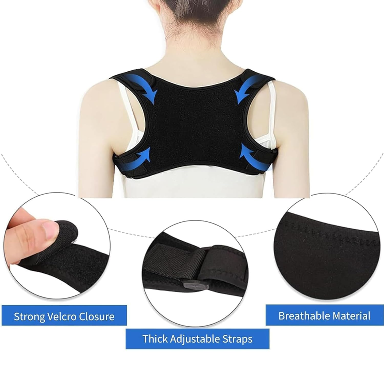 Posture Corrector for Men & Women &ndash; Adjustable Upper Back Brace for Spine Alignment, Shoulder & Neck Support &ndash; Breathable Back Straightener for Clavicle, Slouching & Posture Correction Pain Relief image number 1