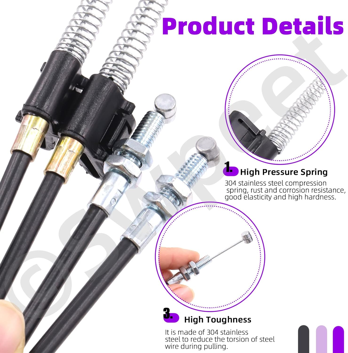 Swpeet 4Pcs Metal Recliner Handle Replacement Parts with Cable, Universal Sofa Chair Recliner Release Pull Handle Replacement Parts with Retaining Clips and Recliner Pull Cable for Furniture Sofa image number 1