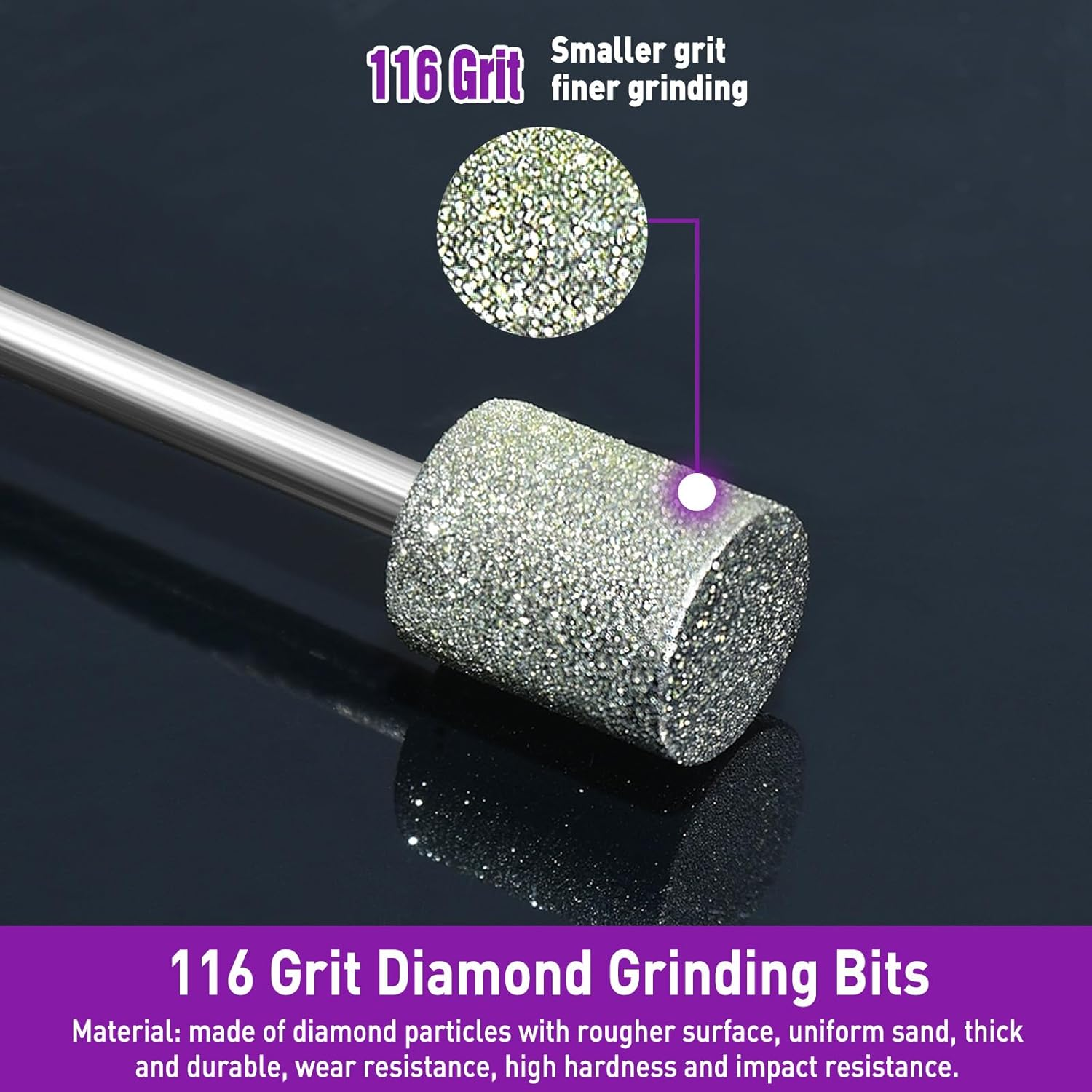 Pack of 12 Diamond Burrs, Diamond Grinding Points, Grain 116, Stone Milling Cutter, Diamond Cutter with 3 Mm Shaft, Fit for Stone, Glass, Ceramic Carving, Grinding, Polishing, Engraving image number 5