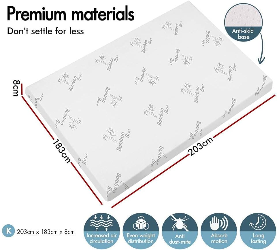 STARRY EUCALYPT Memory Foam Mattress Topper King Size with Removable Cover, 8Cm Thickness, Graphite Infused 7 Zone Design Beddings Bed Topper Cool Mat Pad image number 3