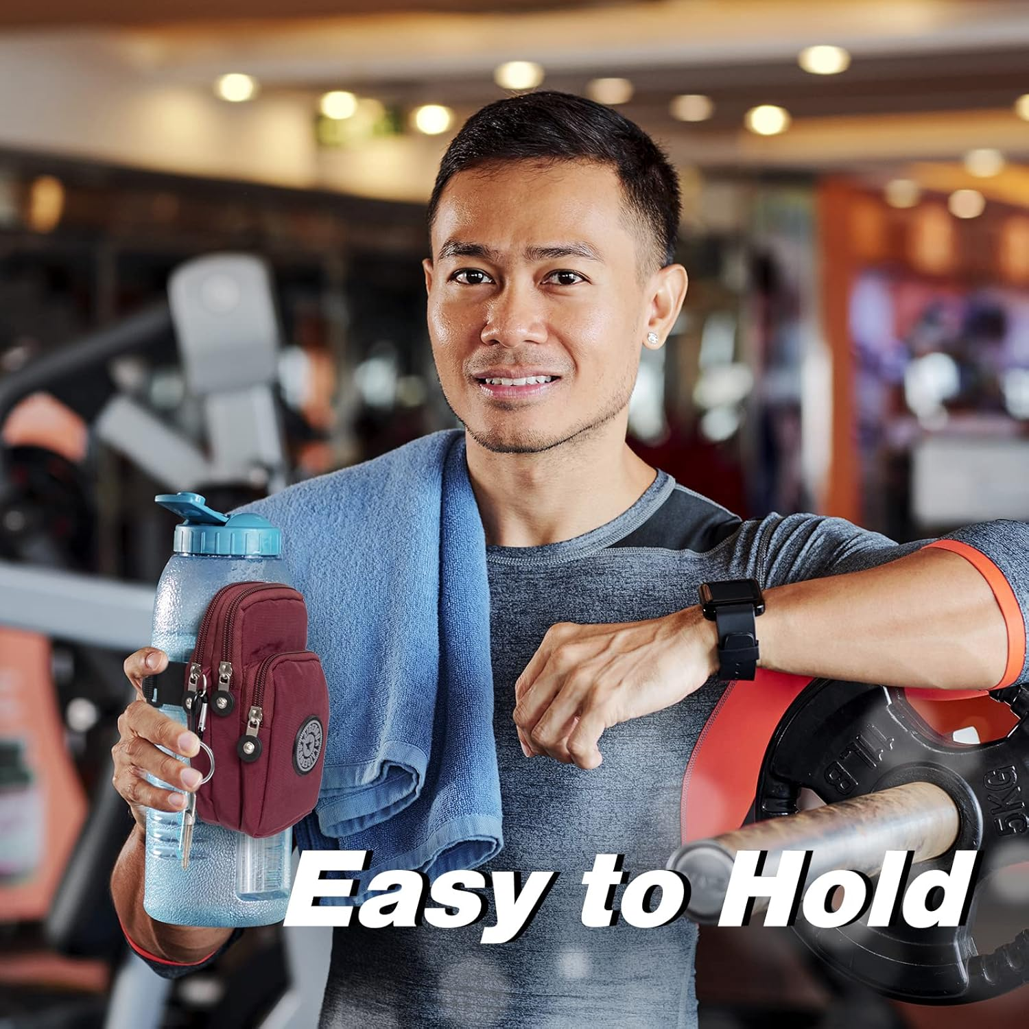 Gym Water Caddy with Phone Holder, Water Bottle Sleeve Bag with Pocket for Cards, Keys, Wallet, Gym Bottle Accessories for Men Women image number 6