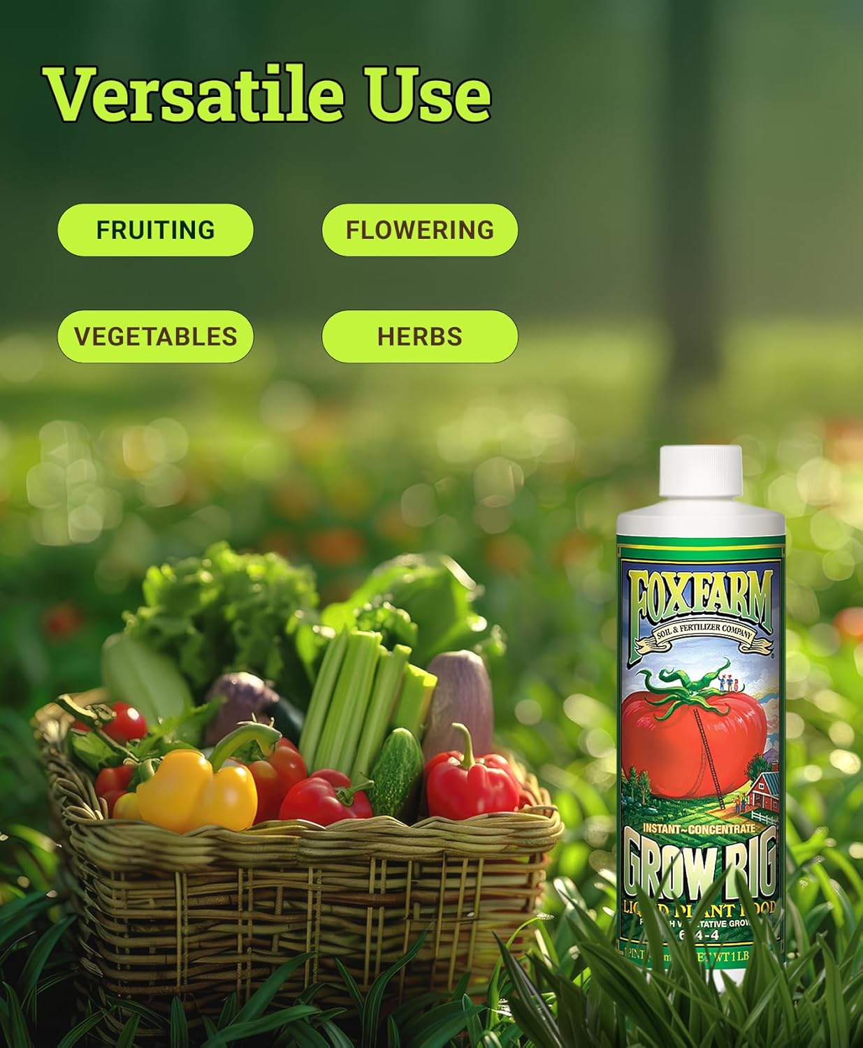 Fox Farm 6-4-4, 1-Pint FX14092 Grow Big Liquid Concentrate Fertilizer, Soil NPK 6-4, White image number 4