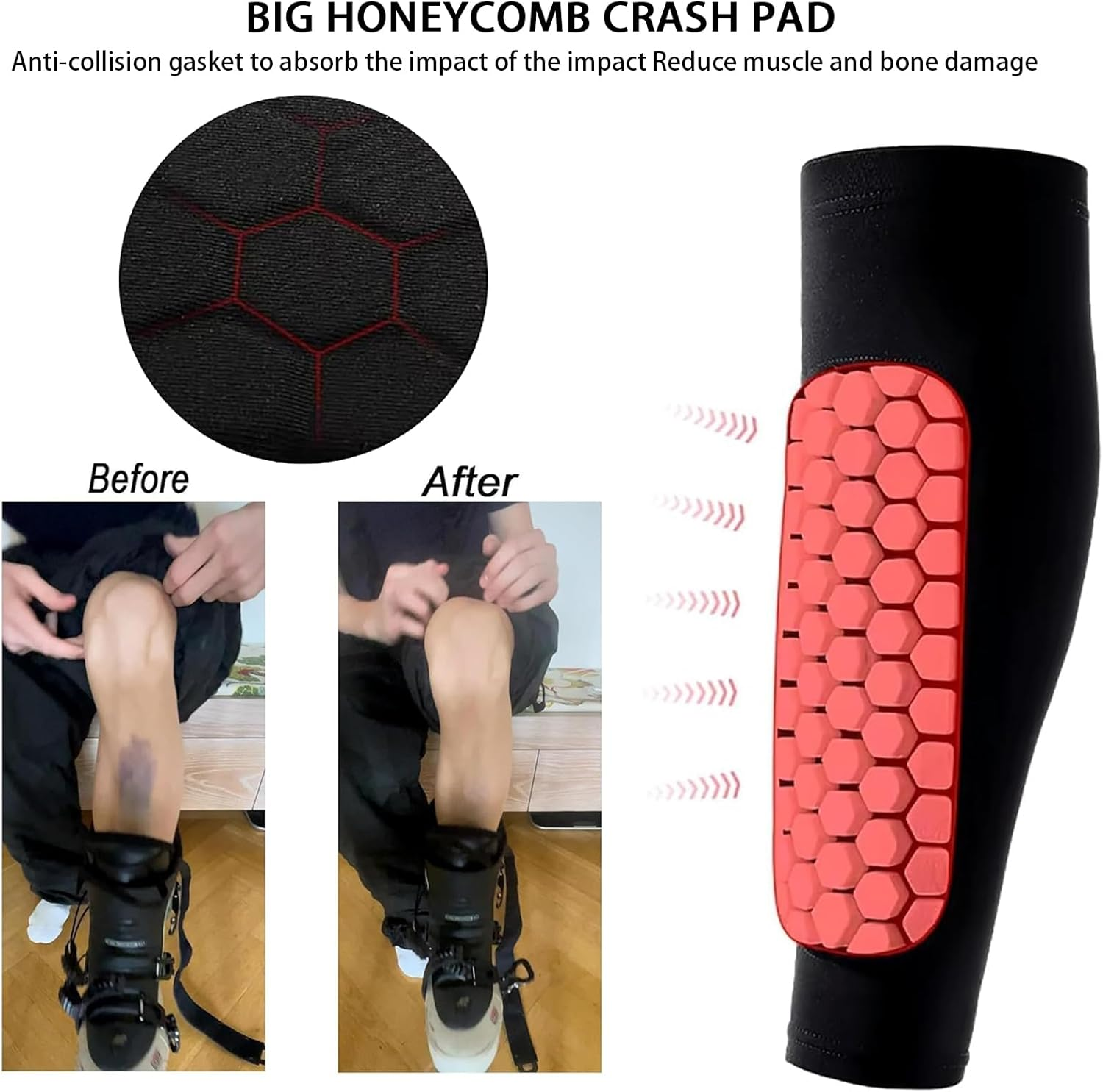 Tuoyi 2 Pieces Soccer Shin Guards, Flexible Shin Guards Soccer Youth & Adults, Lightweight & Comfortable image number 3