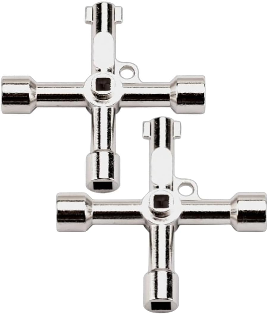 4-Way Key, 2 Pcs Multi-Functional Utilities Key, Plumbing Key Wrench, Plumber Key Opening Key Tool,For Electric Control Water Gas Meter Box Cupboard Cabinet Train image number 2