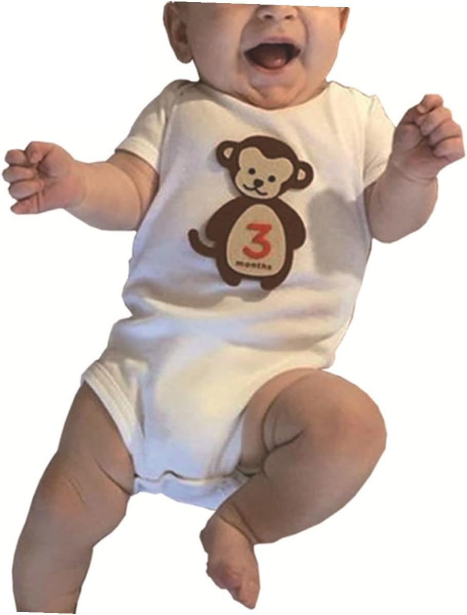 SHOWERORO 12Pcs Monthly Stickers Self-Adhesive Milestone Decals Animal Cartoon Design for Newborn Photo Props image number 5