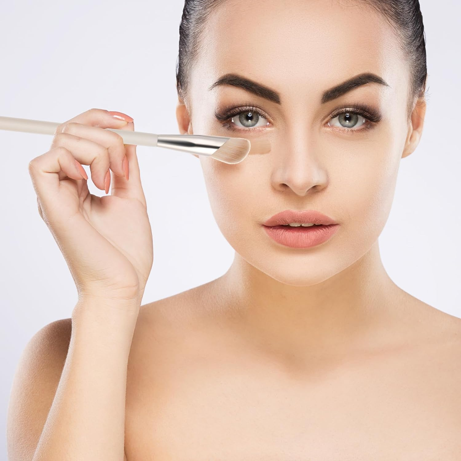 Bewudy 2 Pcs Concealer Brush, Angled Concealer Brushes for under Eye, Precision Face Blending Blush Brush, Foundation Concealer for Dark Circles, Make up Nose Contour Brush Applicator image number 1