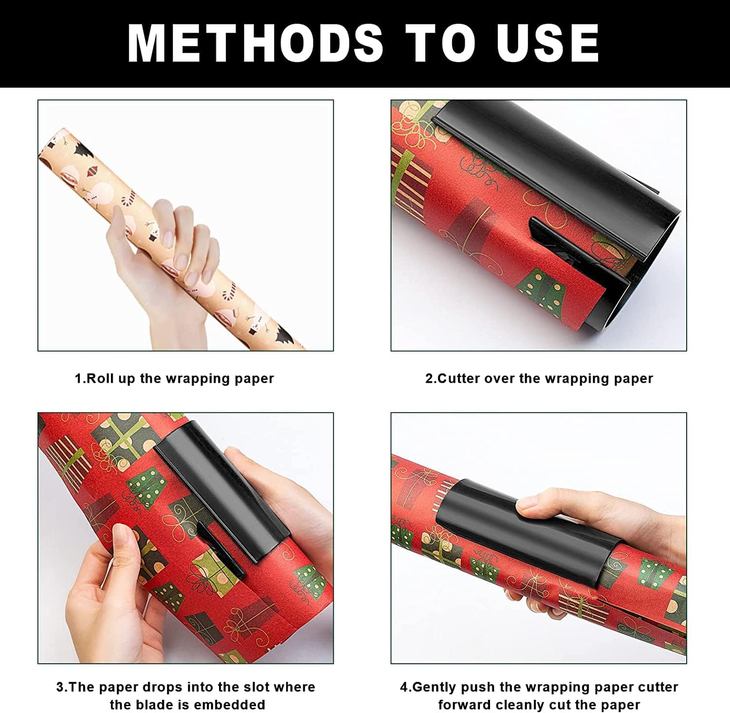 Gift Wrap Cutter Tool - Sliding Paper Roll Cutter for Wrapping Presents - 1Pc image number 6